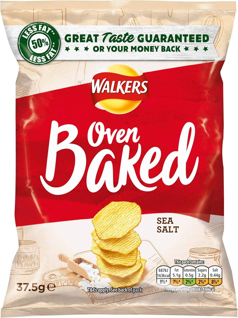 Walkers Baked Sea Salted Crisps - 32x37.5g