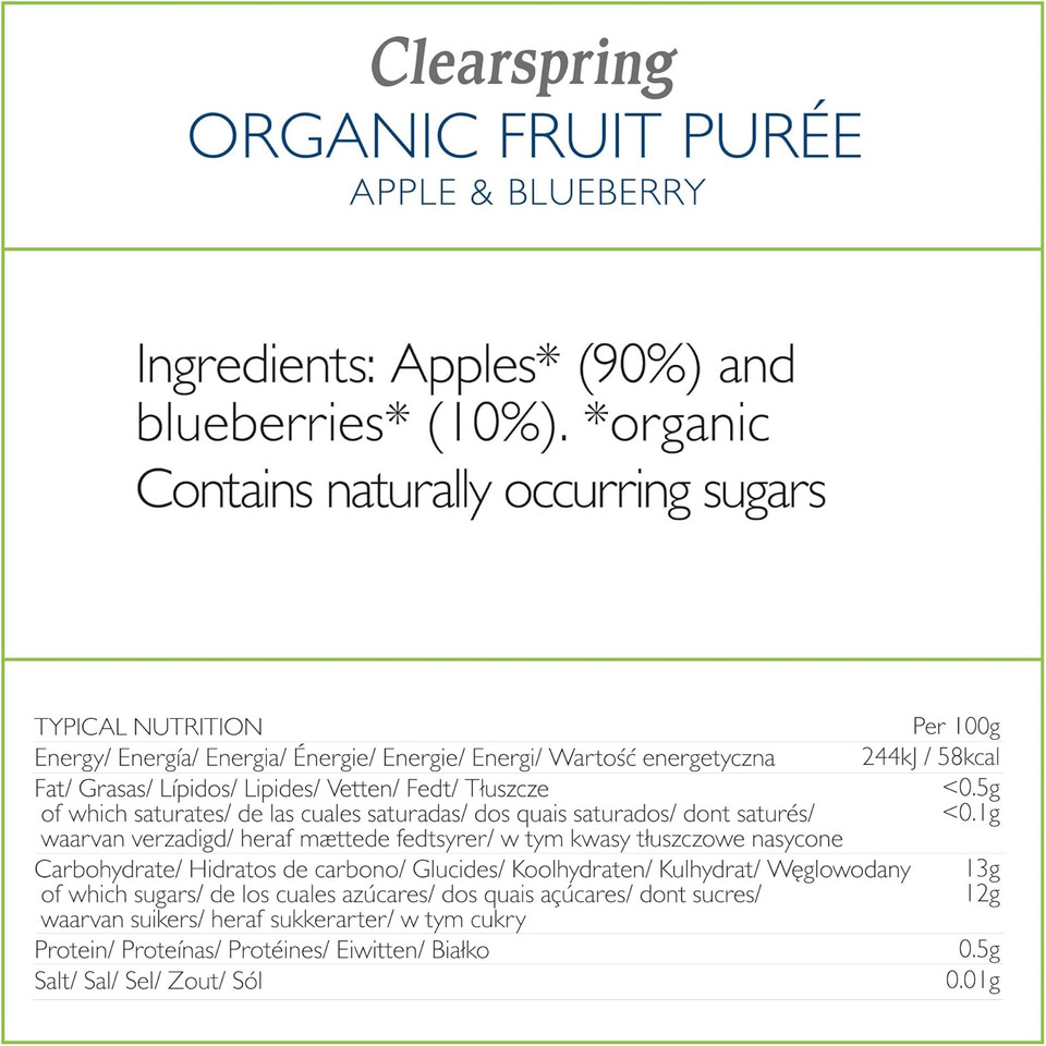 Clearspring Organic Fruit Purée - Apple & Blueberry