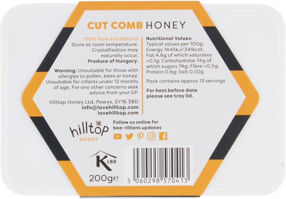 Hilltop Honey - Cut Comb Slab - 400g