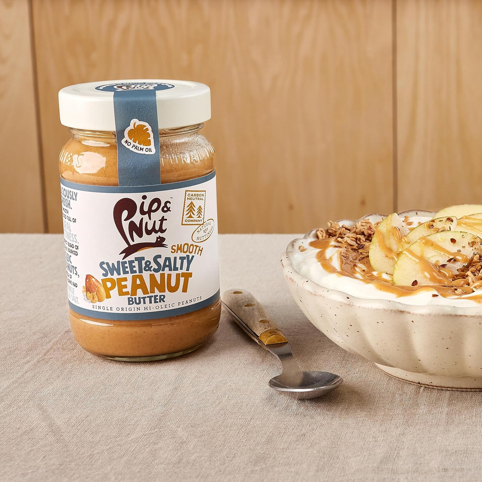 Pip & Nut - Sweet & Salty Smooth Peanut Butter (6 x 300g) | Natural Nut Butter, No Palm Oil, No Added Sugar, Hi-Oleic Peanuts, High in Unsaturated Fats, Gluten Free, Vegan, Dairy Free