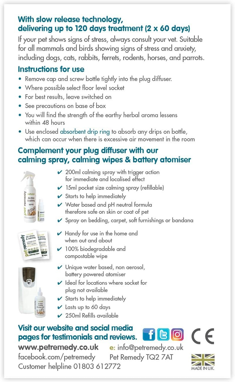Pet Remedy Refills for Plug Diffuser (2 x 40ml Refills)