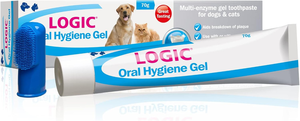 Logic Oral Hygiene Gel for Cats and Dogs, 70 g with Finger Toothbrush, 1 Count (Pack of 2)