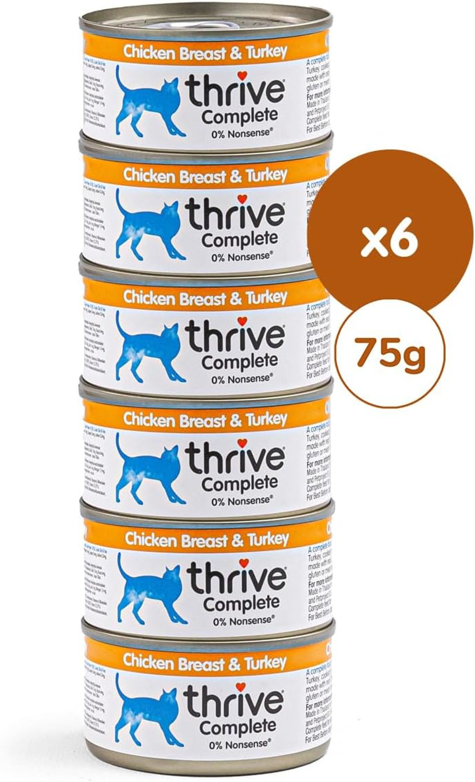 Thrive Cat Food Complete Chicken and Turkey, Pack of 6, 75 g Thrive Cat Food Complete Chicken and Turkey, Pack of 6, 75 g