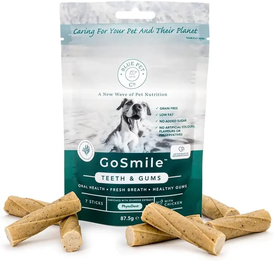 Blue Pet Co - GoSmile Teeth & Gums Supplement for Dogs - Promotes Oral Health, Fresh Breath & Healthy Gums - Enriched with Seaweed Extract PhytoDent - Rich in Chicken - 7 Sticks