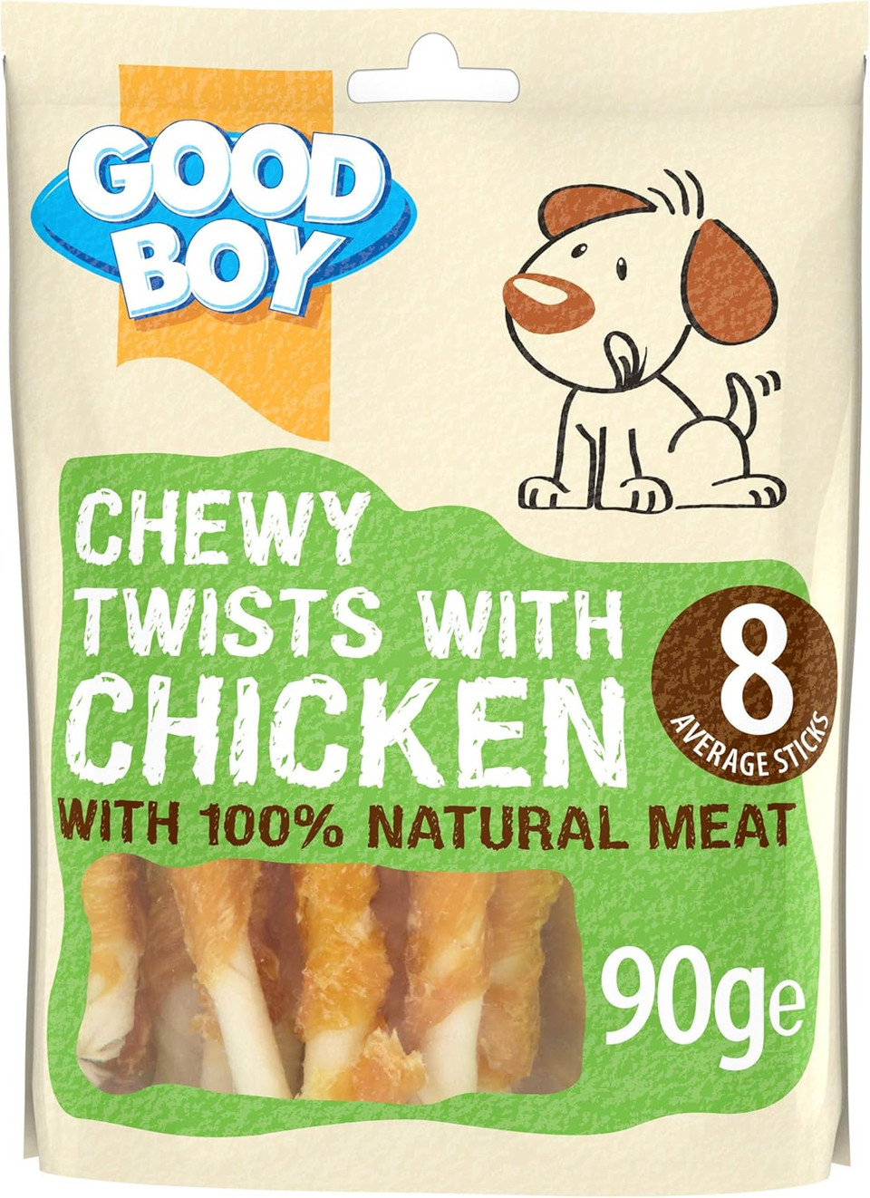 Good Boy - Crunchy Chicken and Calcium Bones - Dog Treats - Made with 100% Natural Chicken Breast Meat - 100 g e - Low Fat Dog Treats - Case of 8