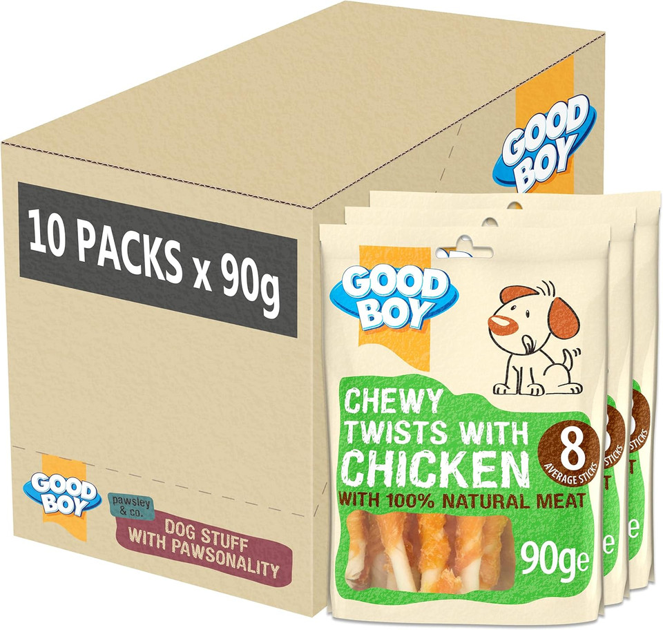 Good Boy - Chewy Twists with Chicken - Dog Treats - Made with 100% Natural Chicken Breast Meat - 90 g e - Gluten Free Dog Treats - Case of 10