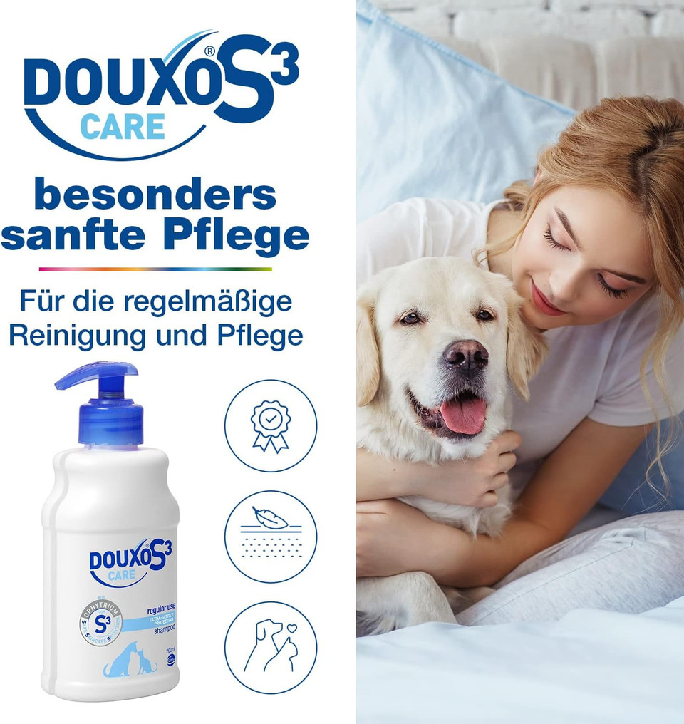 DOUXO S3 CARE Shampoo | Ultra-Gentle Cleansing Cat Shampoo | Dog Shampoo Sensitive Skin | Regular Use Pet Shampoo | Hypoallergenic Dog Shampoo | Douxo Shampoo for Dogs | Hydrating & Detangling | 200ml
