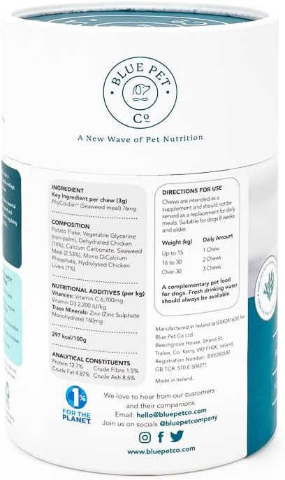 Blue Pet Co - GoActive Joint & Muscle Supplement for Dogs - Promotes Flexibility, Mobility & Bone Health - Enriched with Seaweed Extract PhyCoidan - Rich in Chicken - 30 Chews