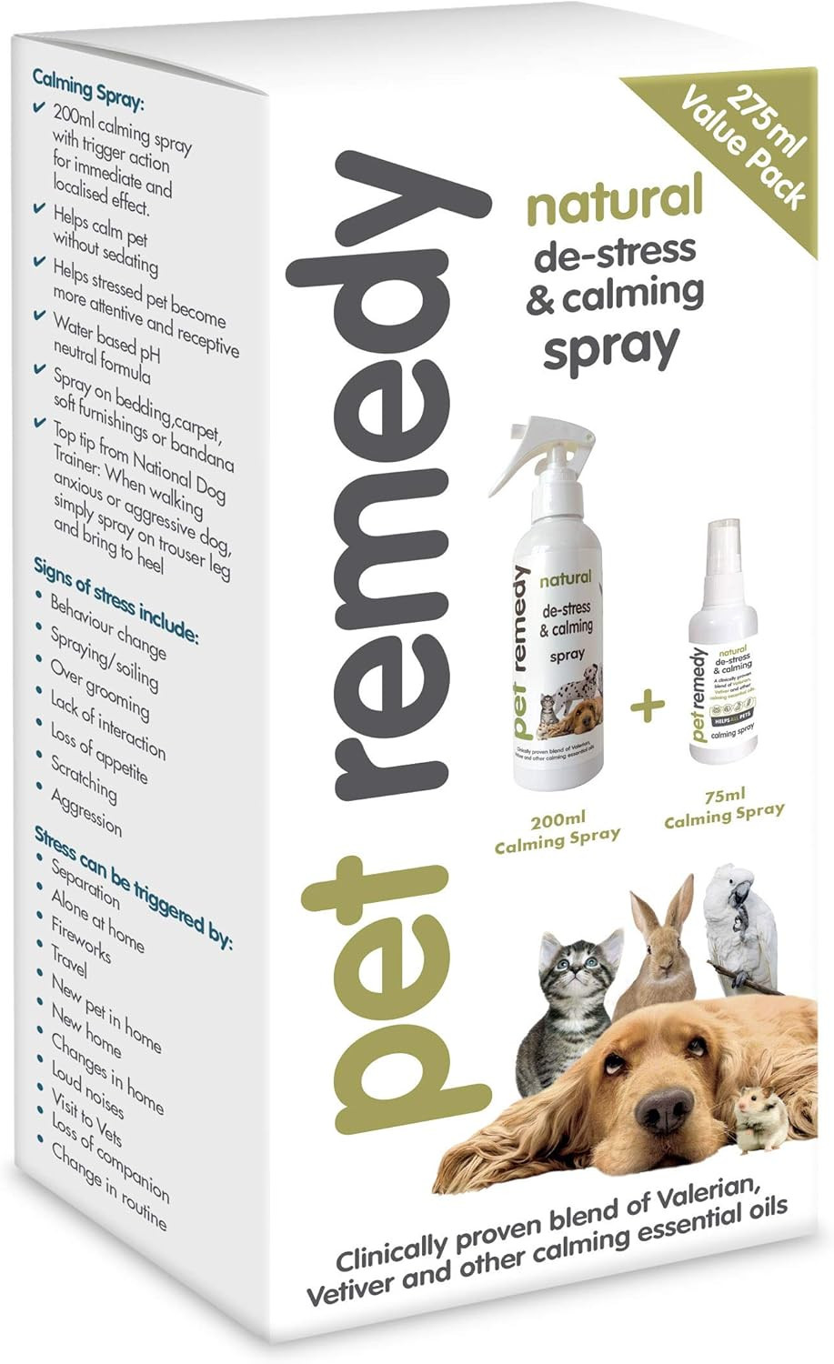 Pet Remedy Calming Spray 75ml | Dog Anxiety Relief and Cat Calming Product | Relieves Dog and Cat Separation Anxiety, Stress from Fireworks, House Moves, Companion Loss & More |