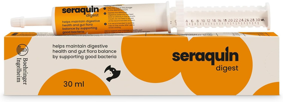 Seraquin Skin & Coat | 95 ml liquid supplement | Promotes glossy fur | Reduces irritation associated with dermatitis and eczema | For cats and dogs
