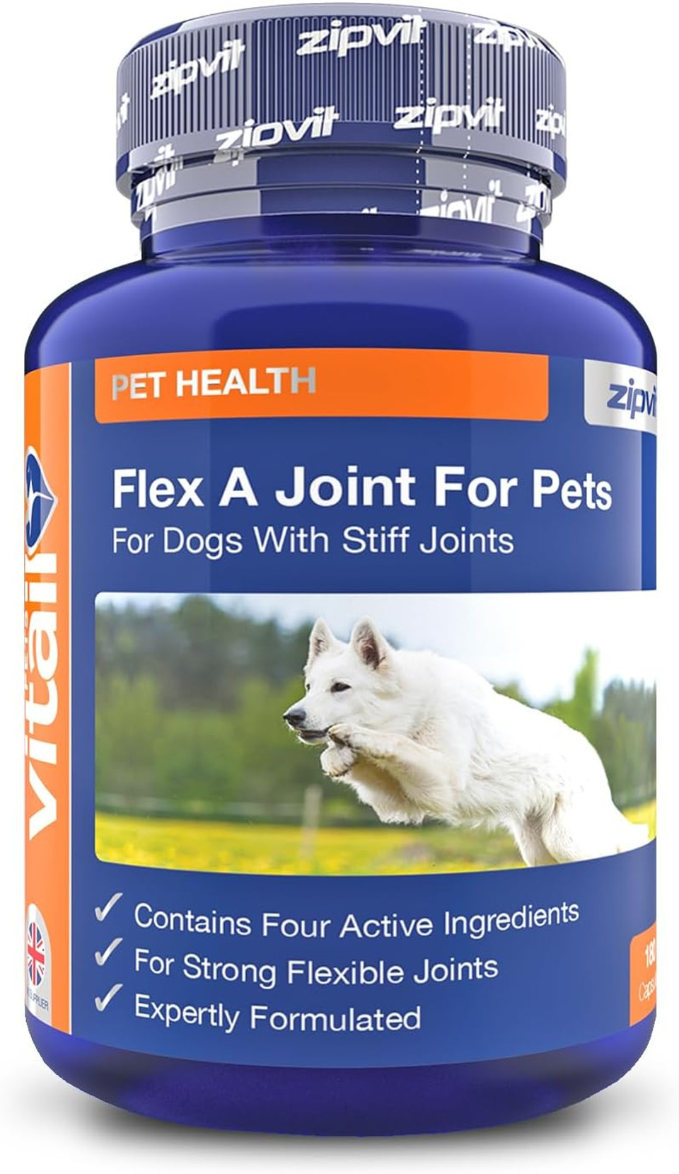Zipvit Flex A Joint for Pets. Glucosamine for Dogs and Cats Plus Chondroitin and MSM. 180 'Split and Pour' Capsules