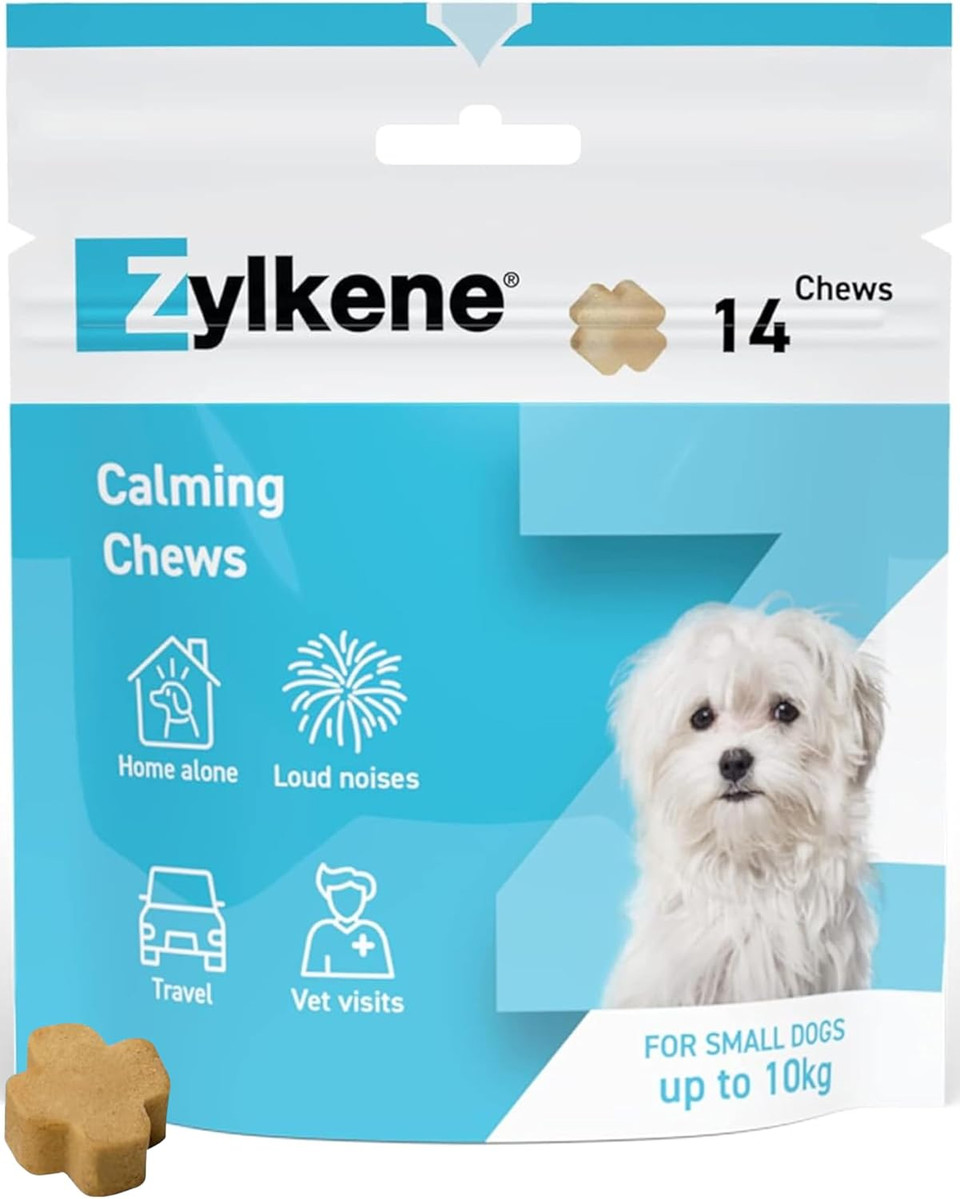 Zylkene Calming Chews for Medium Dogs (10 to 30kg) | Promotes Relaxation | Helps Pets cope with short-term challenging situations | Perfect for on the go, holidays, travelling, fireworks | 14 Chews