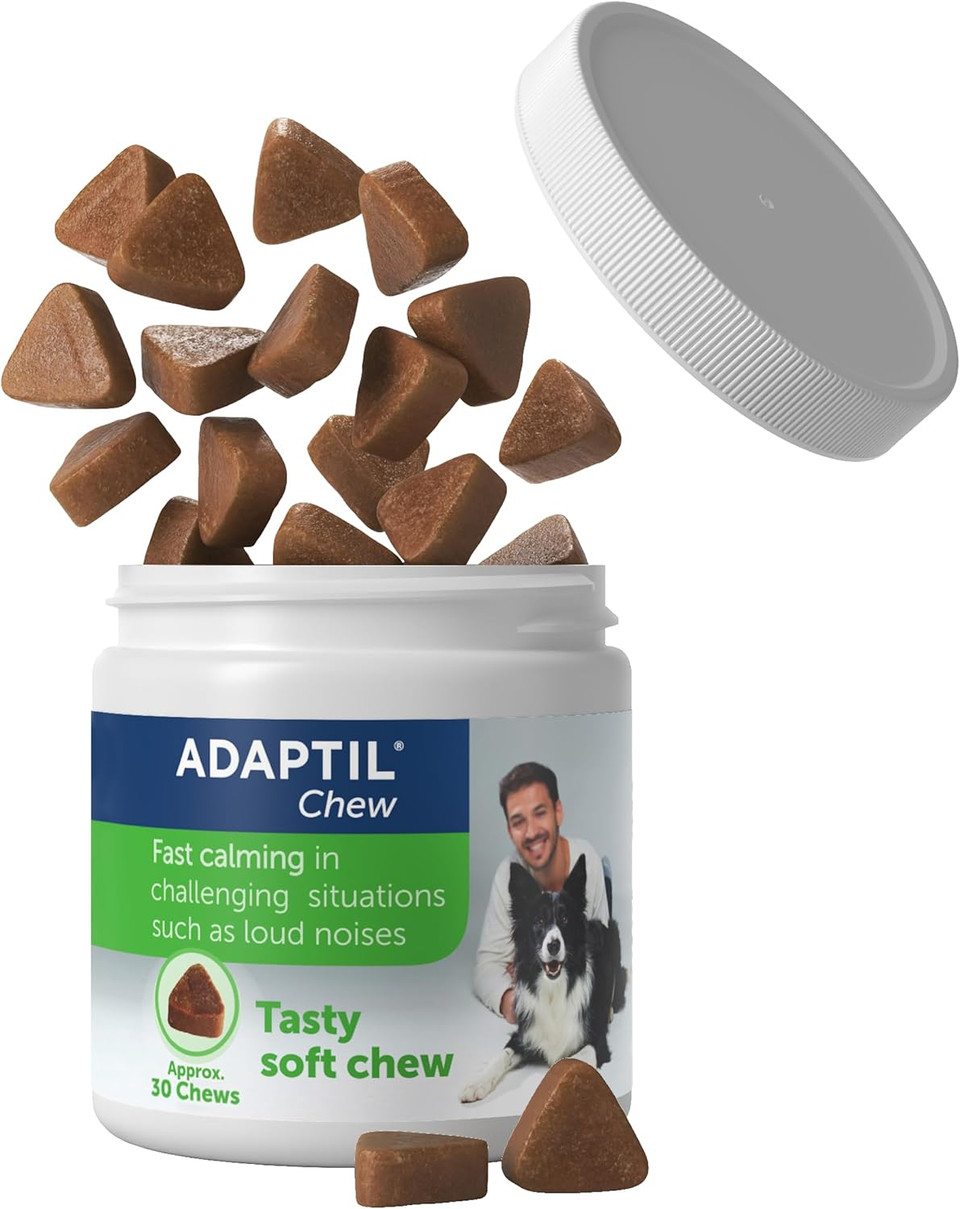 Adaptil Chew Calming Dog Treats | 30 Fast Acting Dog Calming Treats That Help Reduce Stress And Anxiety For Dogs | Tasty Chews Help In Challenging Situations Like Fireworks Thunderstorms And Travel