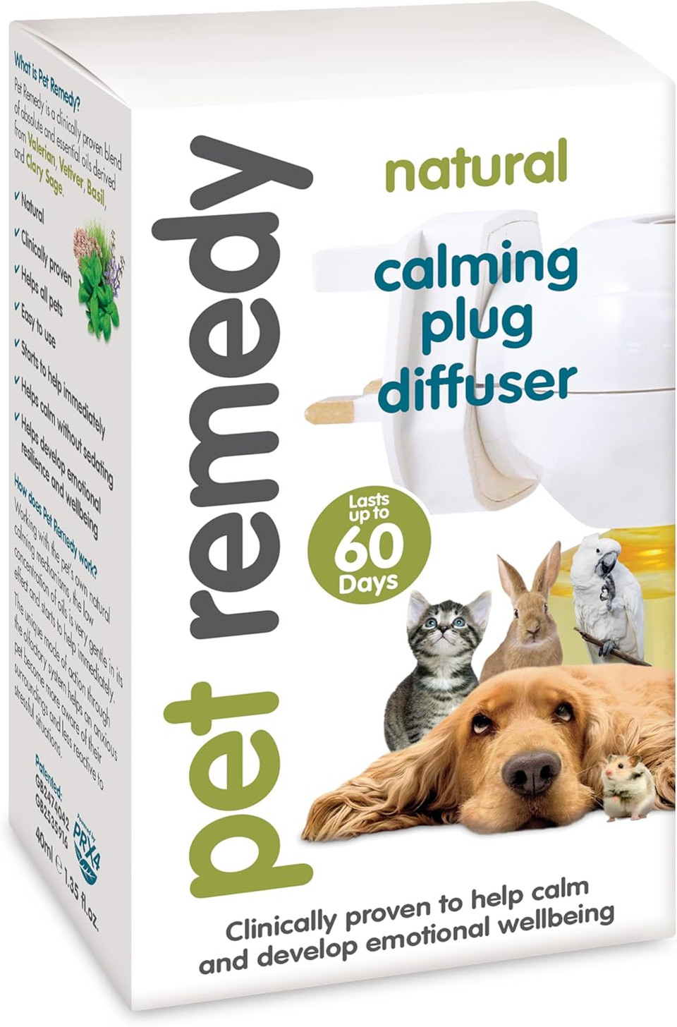 Pet Remedy Natural De-Stress and Calming Plug-In Diffuser with 40 ml Refill Bottle (Lasts 2 Months) (Pack of 2)