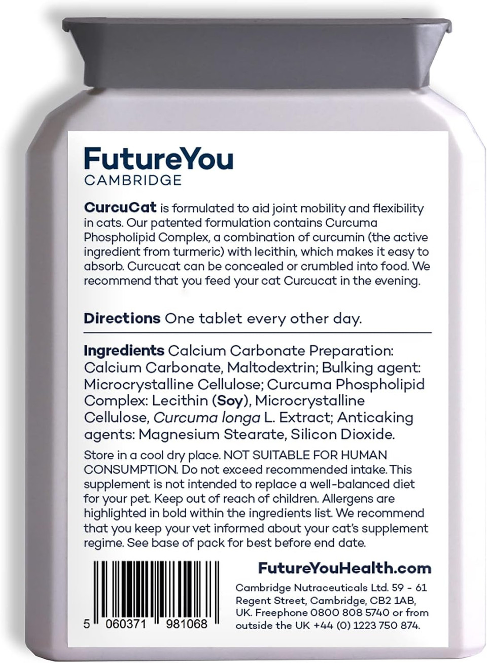 CurcuCat Turmeric Cat Supplements  56 Capsules  Cat Joint Care with Curcuma Complex & Turmeric  Joint Supplements for Cats by FutureYou Cambridge