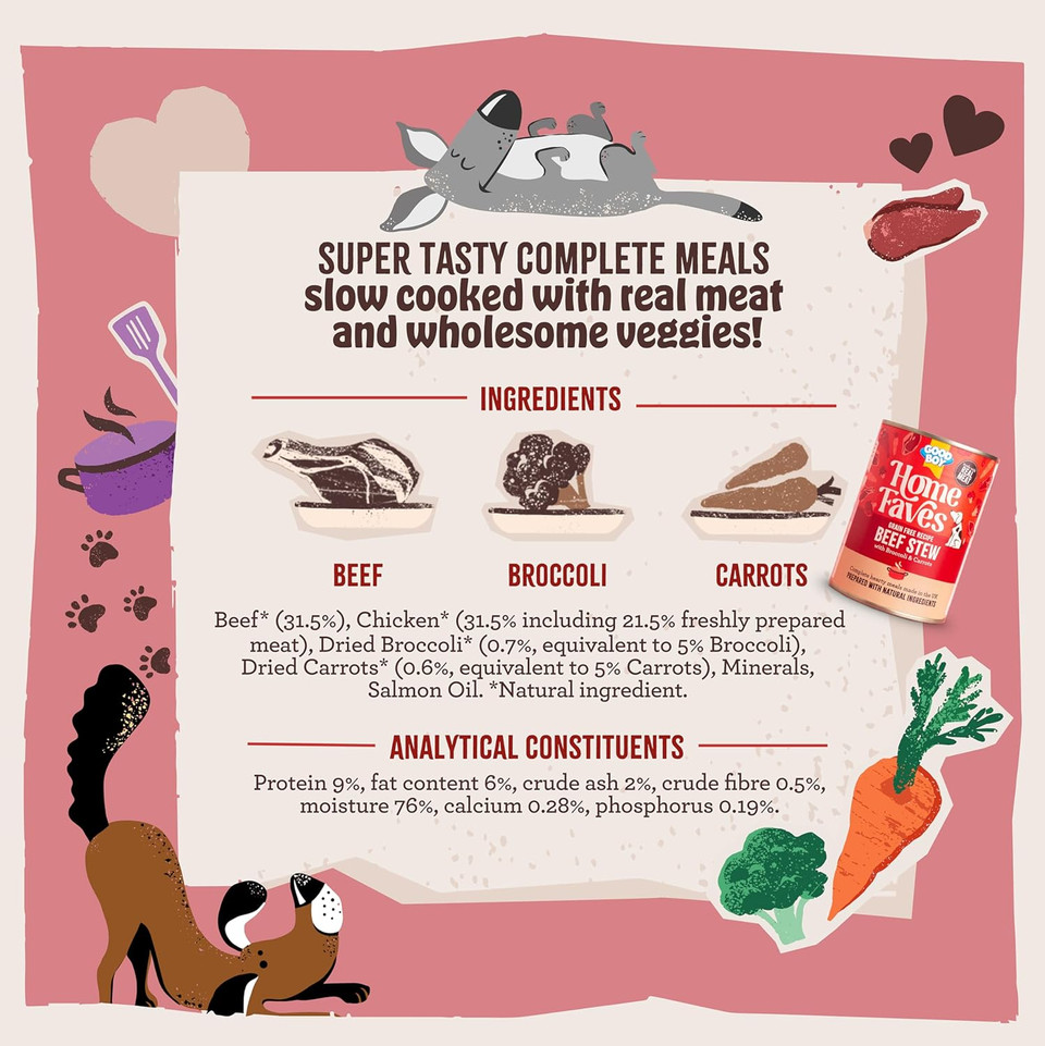 Good Boy Home Faves Whole Grain Wet Dog Food Cans, Chicken Pot Roast, 6 Tins x 395 g