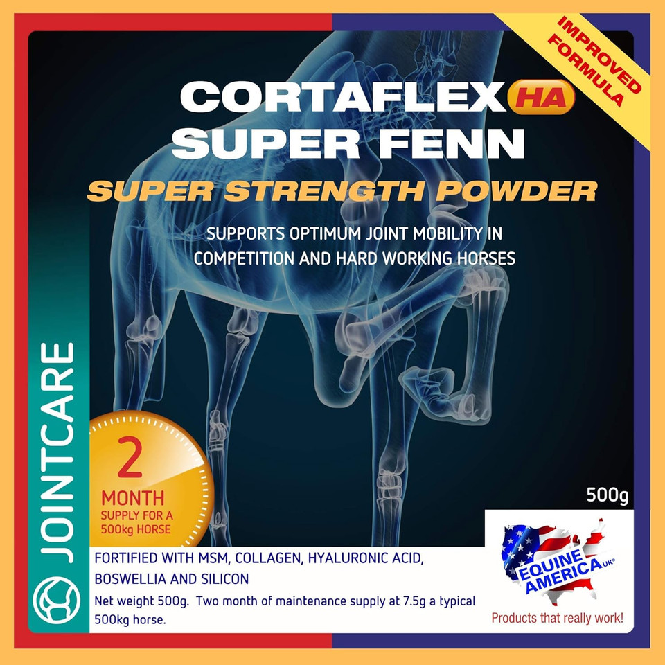 Equine America Cortaflex HA Super Fenn Super Strength Powder | Premium Ready To Use Horse & Pony Supplement | Supports Optimum Joint Mobility & Recovery | 500g