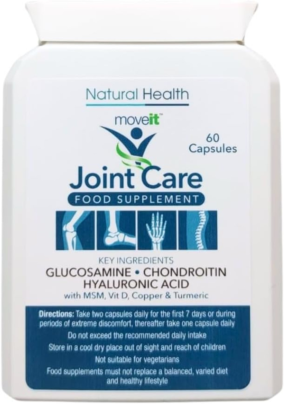 Moveit Joint Care Supplement  60 Capsules | Glucosamine, Chondroitin, MSM, Turmeric, Hyaluronic Acid, Vitamin D & Copper | Bone & Muscle Support for Mobility, Flexibility & Comfort - 2 Month Supply