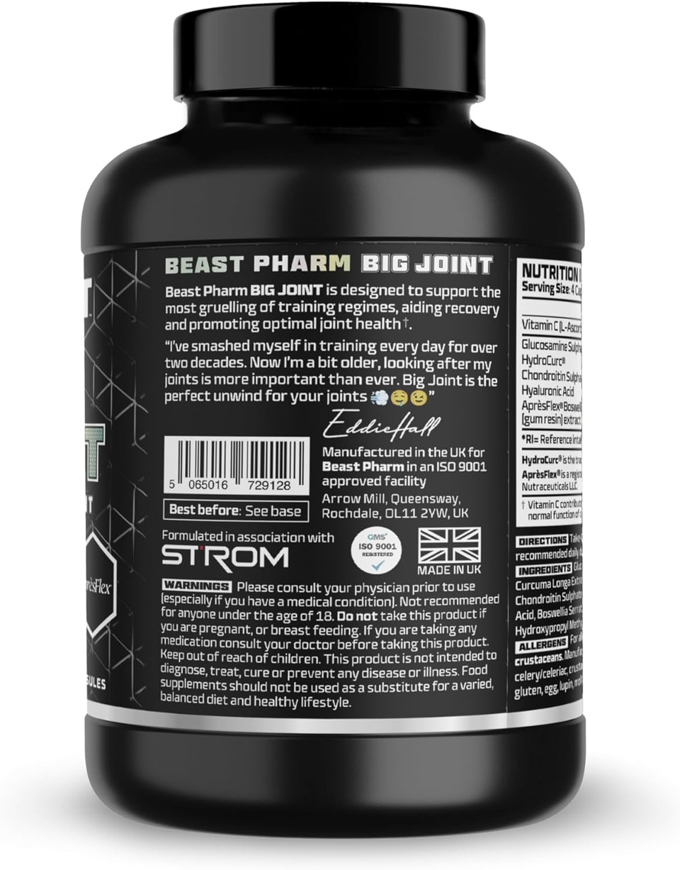 Beast | Joint Supplement | Glucosamine and Chondroitin High Strength Turmeric Curcumin Capsules with Hyaluronic Acid | 30 Servings
