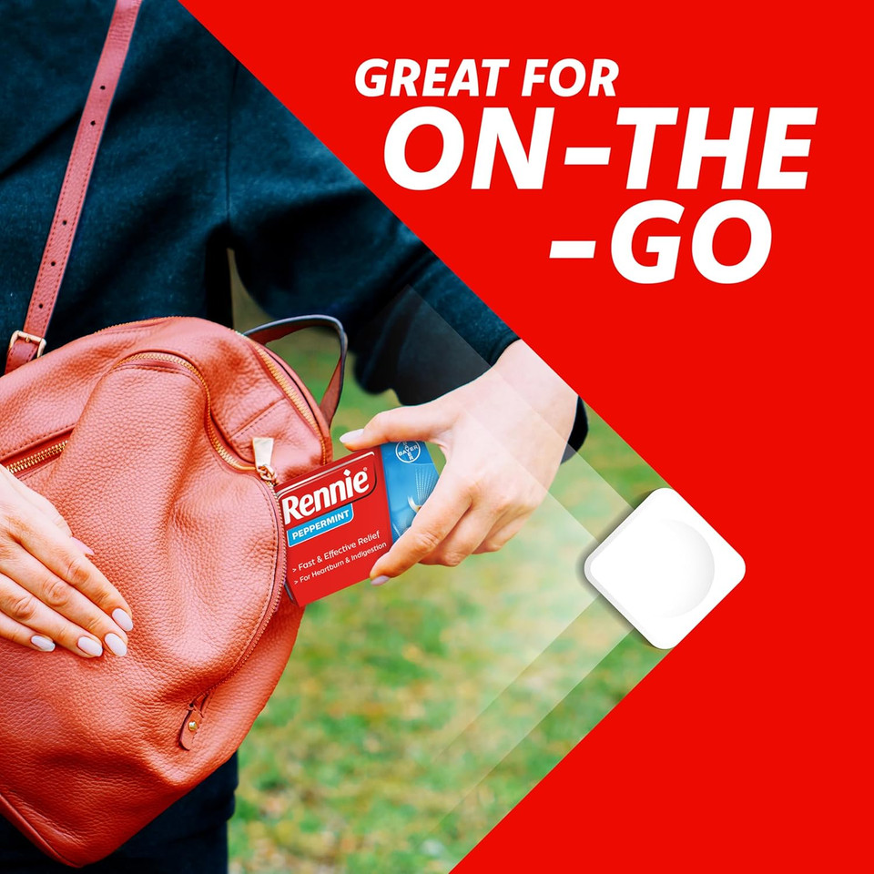 Rennie Antacids, Peppermint Flavour, 72 Count (Pack of 1)