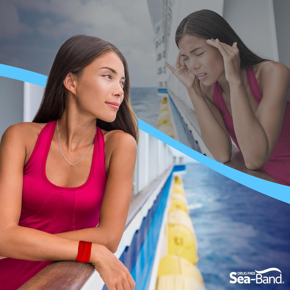 Sea-Band Travel & Motion Sickness and Nausea Relief Acupressure Wristband - Adult (Lemon), 1 Pair