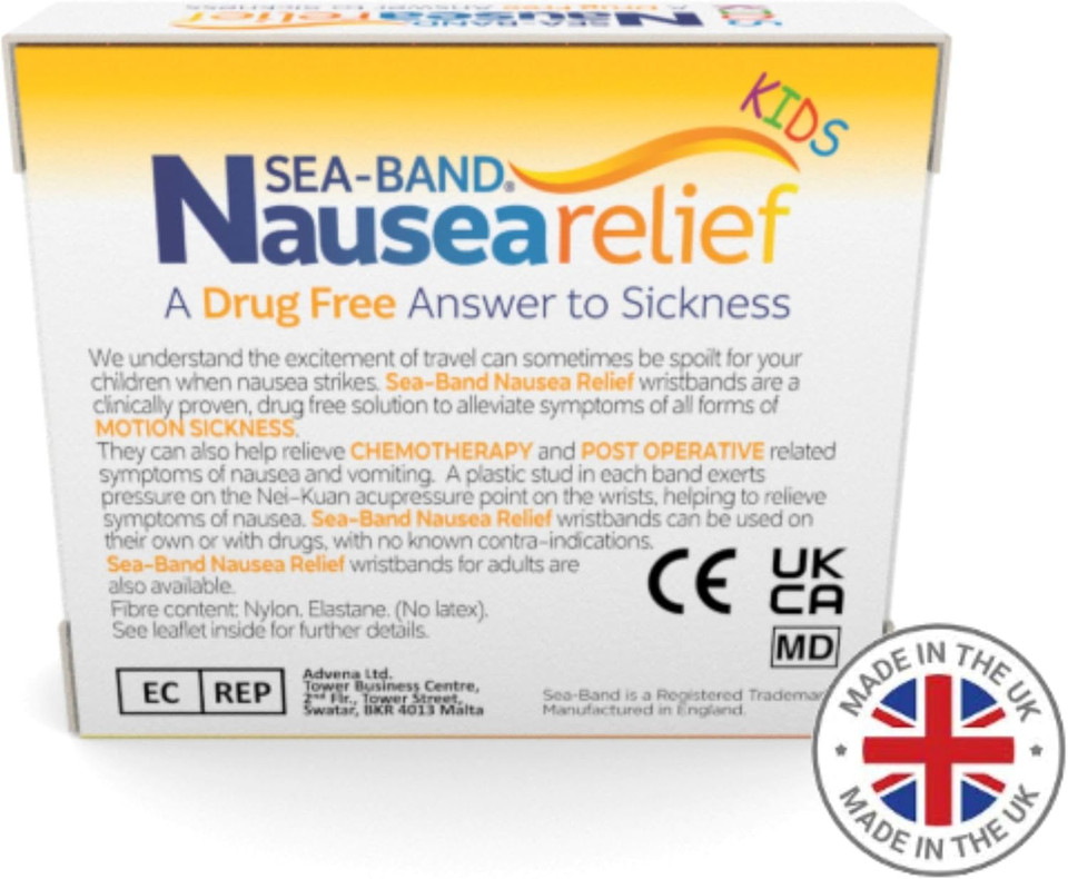 Sea-Band Travel & Motion Sickness and Nausea Relief Acupressure Wristband - Kids (Green), 1 Pair