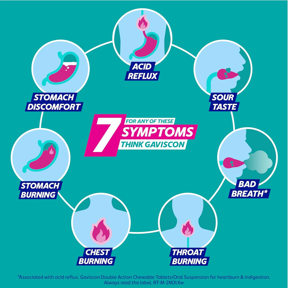 Gaviscon Double Action Mixed Berries Liquid 250ml - Heartburn, Indigestion, Stomach Pain, Acid Reflux Relief, Digestive Health, Long-Lasting Antacid, Pregnancy Safe