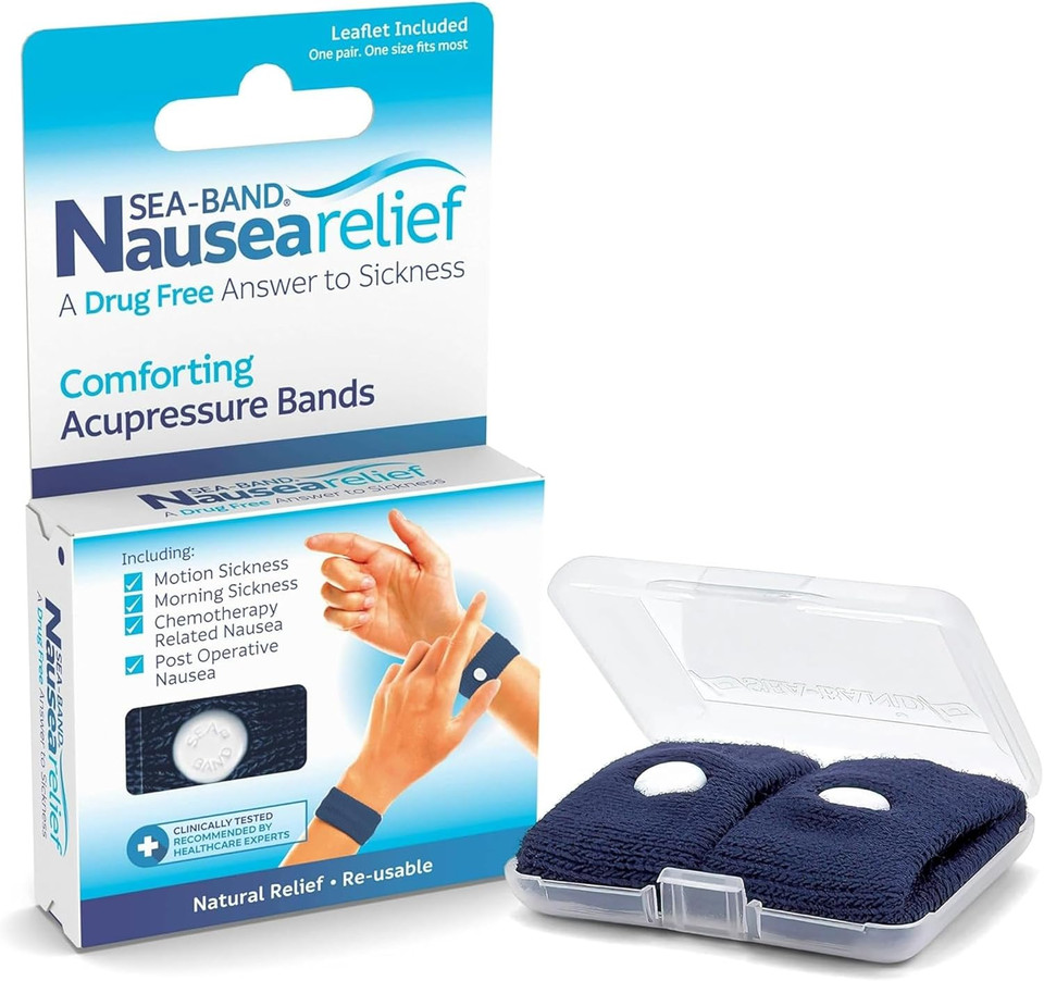 Sea-Band Travel & Motion Sickness and Nausea Relief Acupressure Wristband - Adult (Navy), 1 Pair