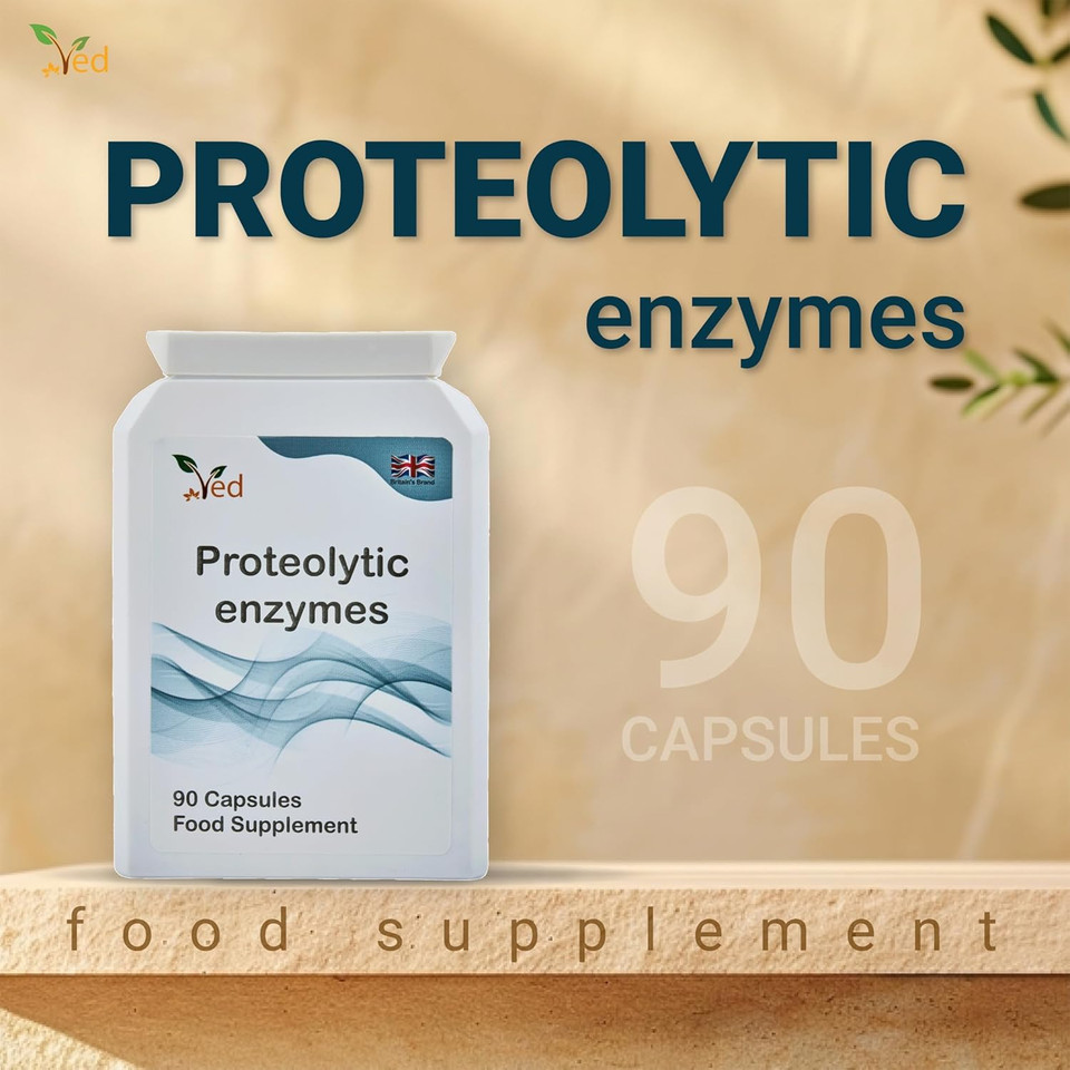 Ved Systemic Proteolytic Enzymes Complex, Mixed Enzyme Formula with Ginger 5 mg & Ionic Trade Minerals 15 mg 90 Vegan Capsule(3 Months Supply)