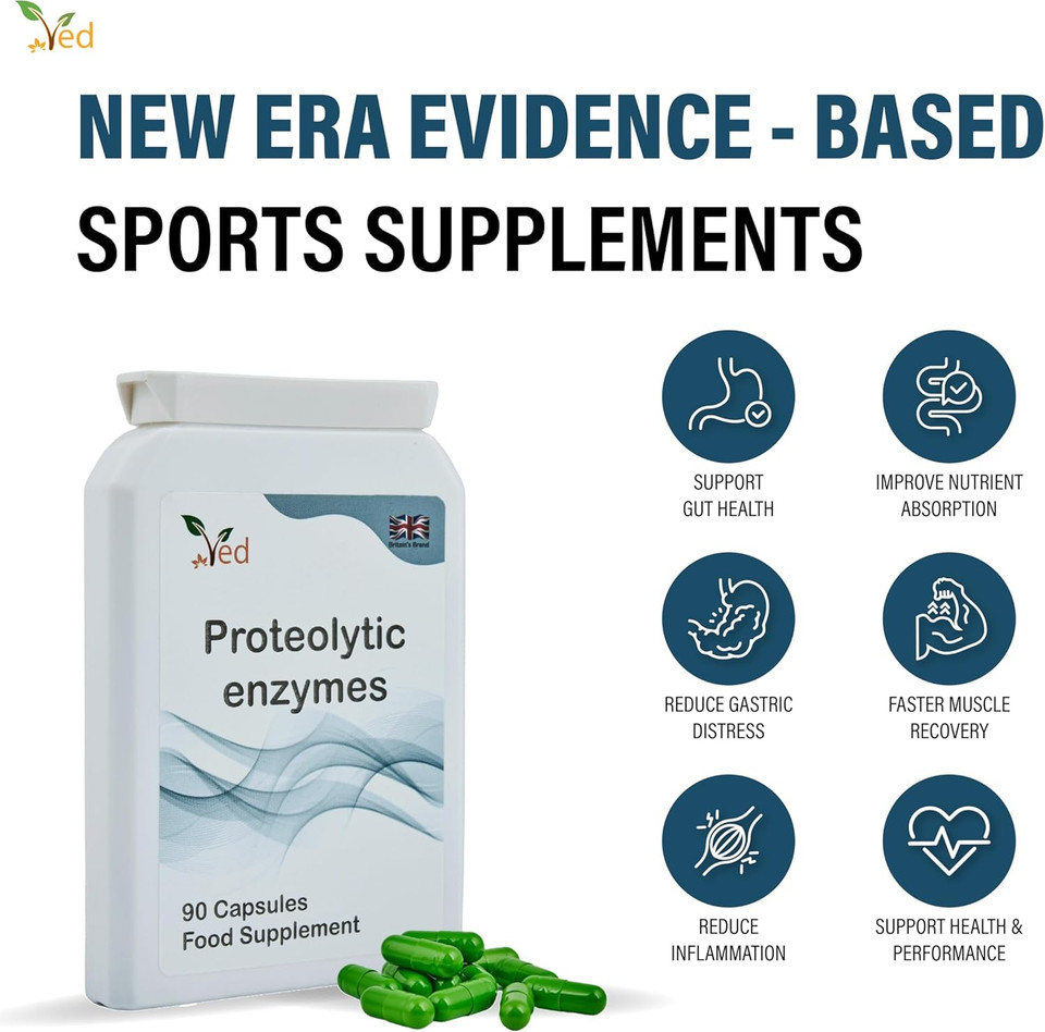 Ved Systemic Proteolytic Enzymes Complex, Mixed Enzyme Formula with Ginger 5 mg & Ionic Trade Minerals 15 mg 90 Vegan Capsule(3 Months Supply)