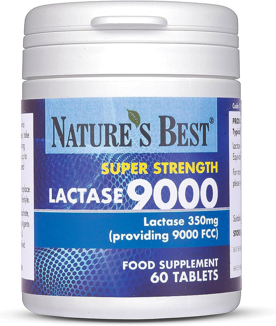 Super Strength Lactase Tablets 9000 FCC Enzyme Units | Max Strength Digestive Enzyme | 60 Tablets: 1 month's Supply | Helps Digest Lactose in Milk & Dairy | Support for Lactose Intolerance | UK Made
