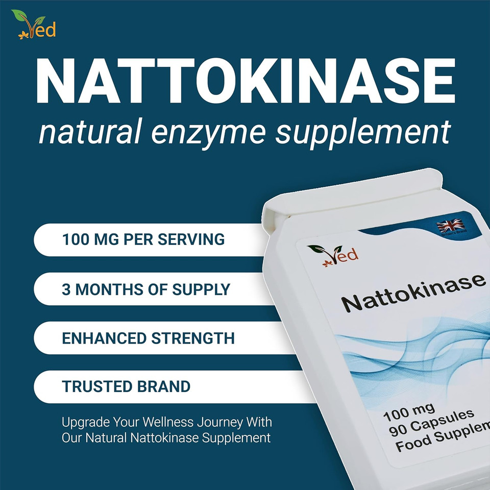 Ved Nattokinase, 2000 FU / 100mg, Nattokinase Natural Fermented Soybean Extract,Enzyme from Japanese Natto,90 Vegan Capsules (3 Months Supply)
