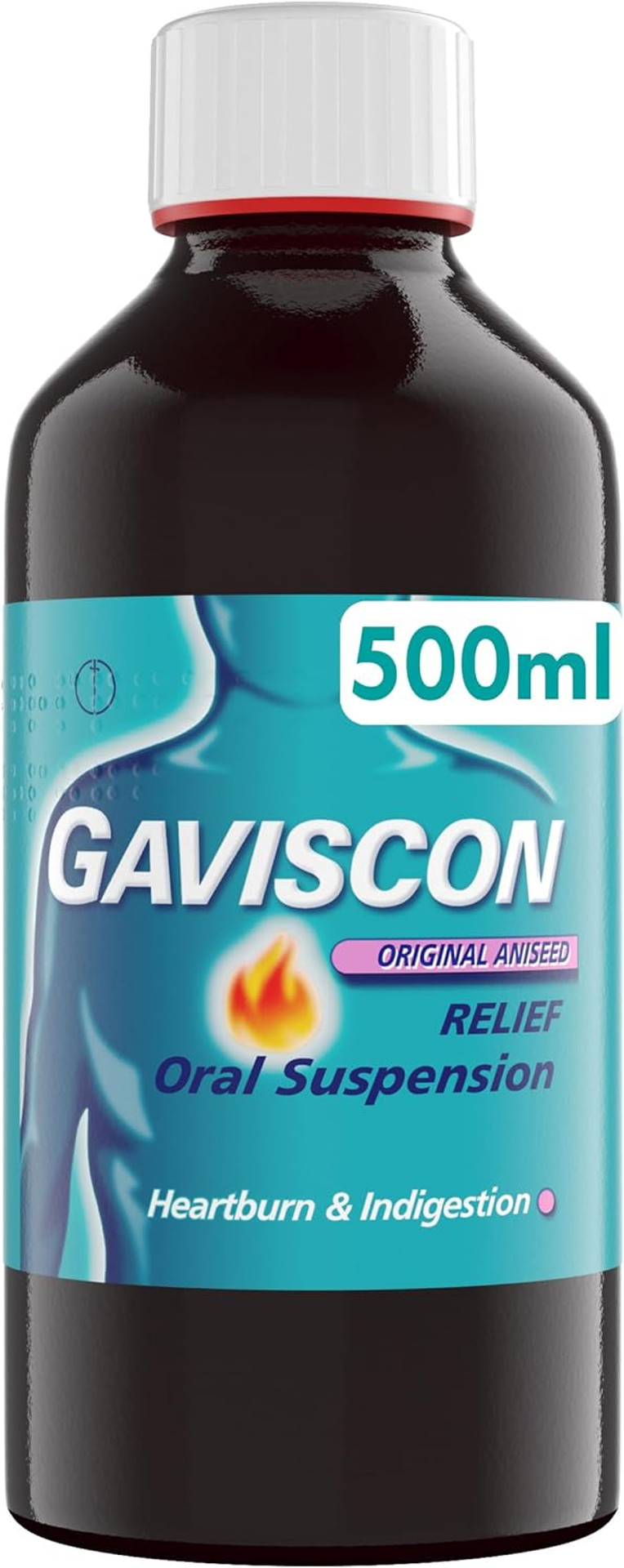 Gaviscon Double Action Aniseed Liquid 500ml - Heartburn & Acid Reflux Relief, Fast-Acting Formula, Protective Barrier, Long-Lasting Comfort, Suitable for Pregnancy, Antacids, Digestion and Nausea