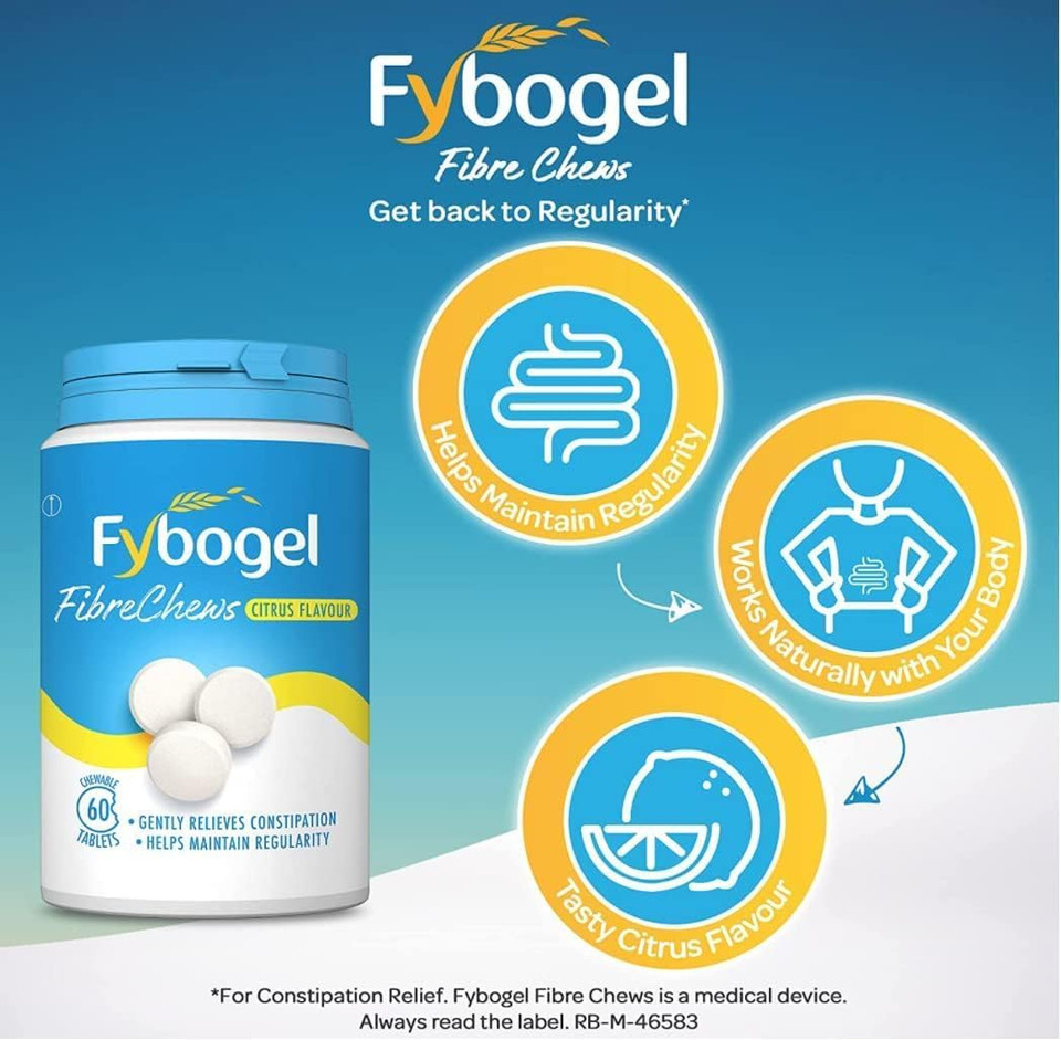 Fybogel Fibrechews Citrus - Fibre Chews, Citrus, 60 Tablets, Effective Constipation Relief, Maintains Regularity