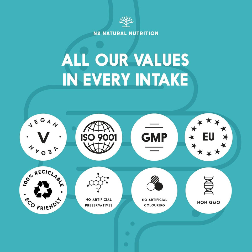 IBS Relief. Irritable Bowel Syndrome. Helps with Bloating, Constipation and Indigestion. Pain Refiel. Foos Supplement with proved Clinical Studies. Vegan. Gluten & Lactose Free. N2 Natural Nutrition