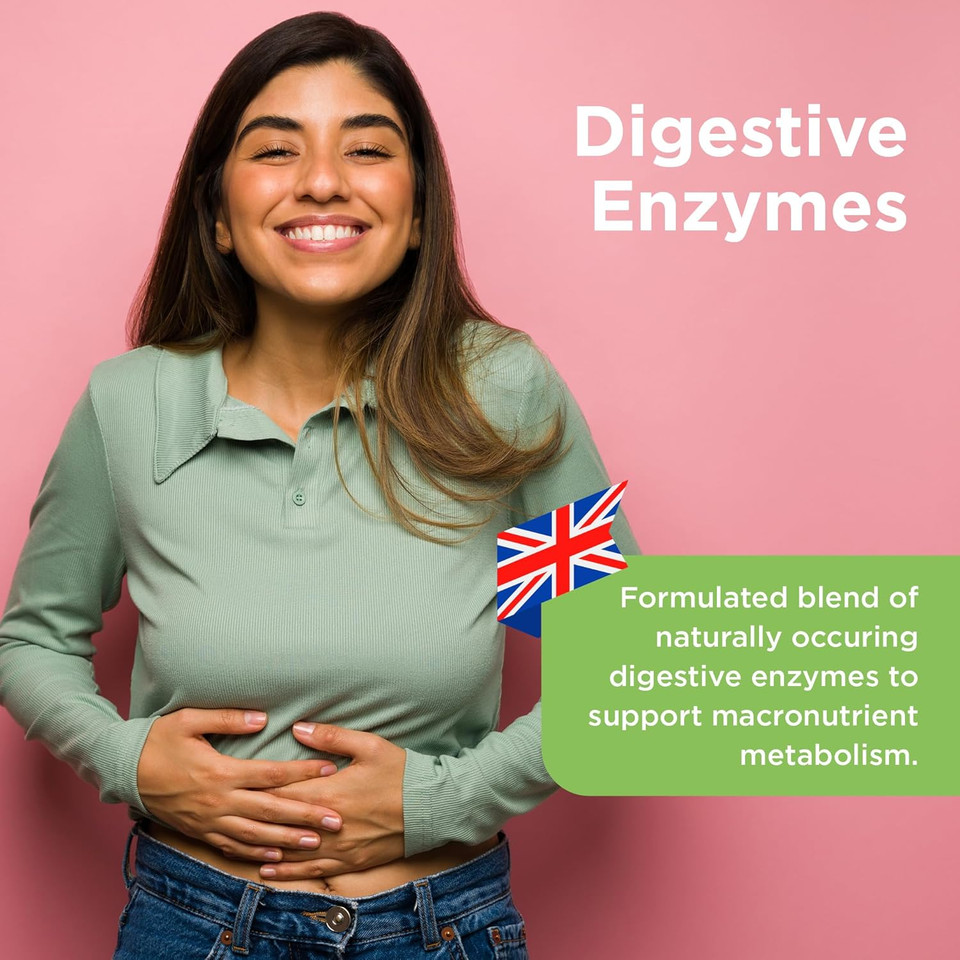 Healthspan Digestive Enzymes | 60 Capsules | Amylase | Lactase | Lipase | Protease | Added Chromium | Aids Digestion | Vegan