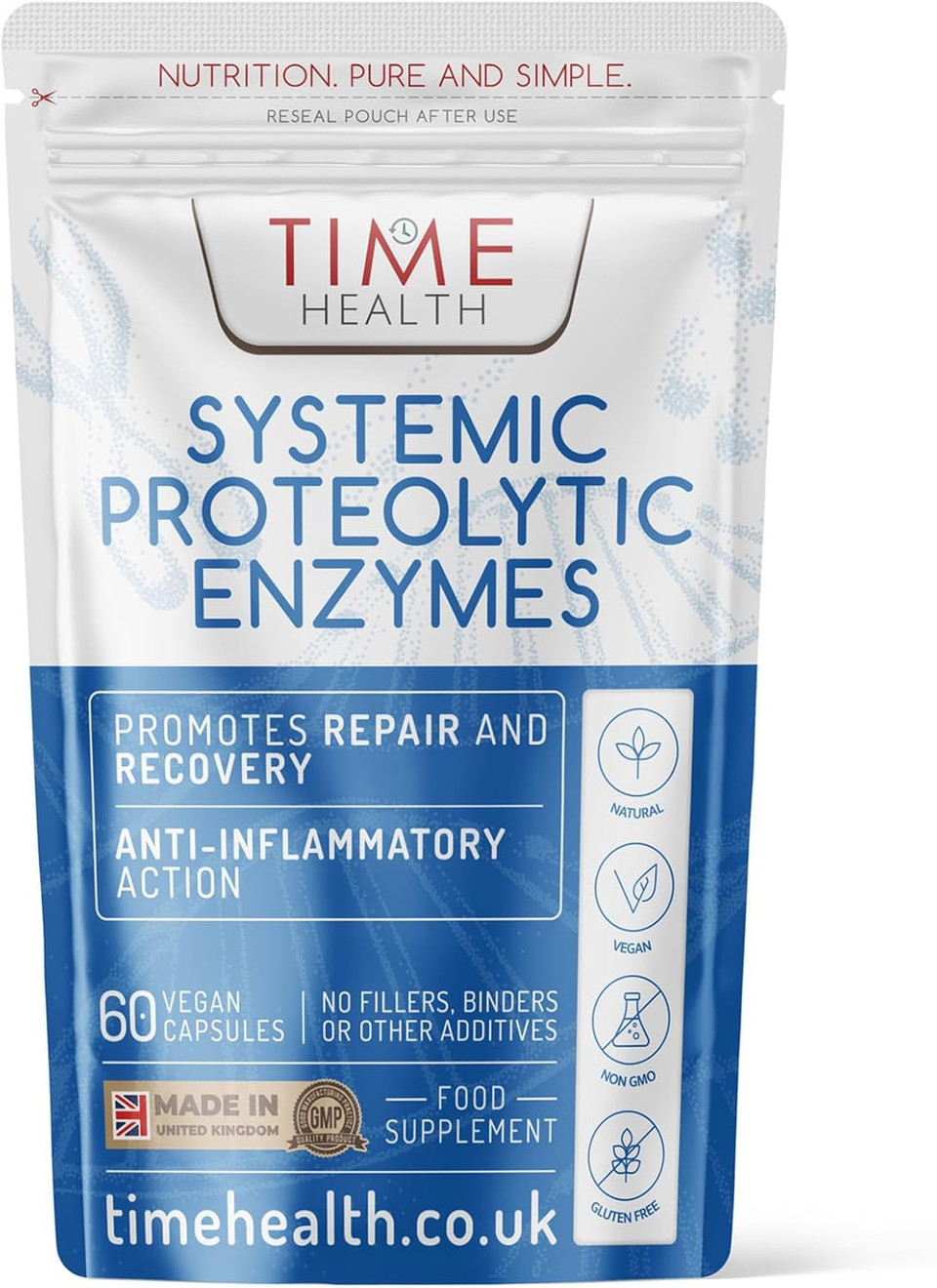 Systemic Proteolytic Enzymes Complex  Repair & Recovery  Mixed Enzyme Formula with Ginger & Ionic Trade Minerals  UK Made  Zero Additives  Pullulan (60 Count (Pack of 1))