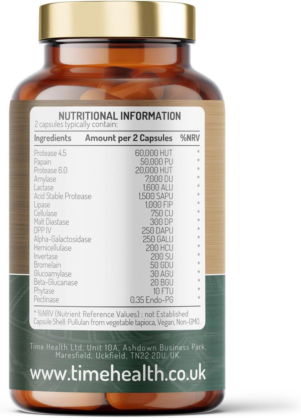 Ultra Digestive Enzymes Complex  Natural & Comprehensive 18 Enzyme Formula  for Bloating Relief, Regular Movements and Overall Digestion  120 Capsules  UK Made  Zero Additives