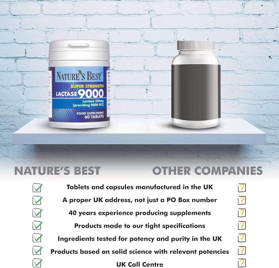 Super Strength Lactase Tablets 9000 FCC Enzyme Units | Max Strength Digestive Enzyme | 60/180 Tablets | Helps Digest Lactose in Milk & Dairy | Support for Lactose Intolerance | UK Made (180 Tablets) Super Strength Lactase Tablets 9000 FCC Enzyme Units | Max Strength Digestive Enzyme | 60/180 Tablets | Helps Digest Lactose in Milk & Dairy | Support for Lactose Intolerance | UK Made (180 Tablets)
