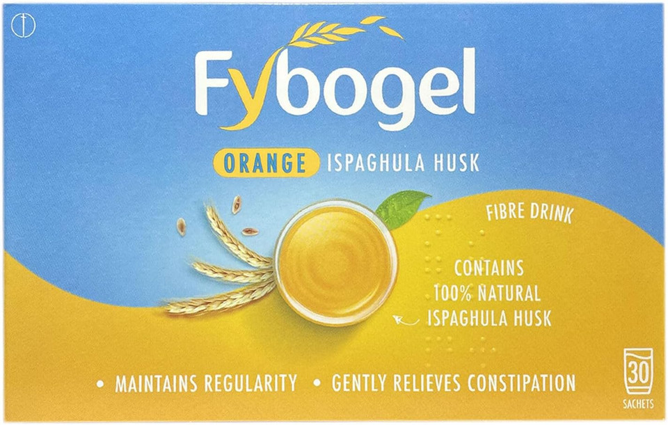 Fybogel Orange 3 Pack - Natural Laxative for Gentle Constipation Relief, 90 Total Sachets, Effective Digestive Aid, Easy-to-Use Fiber Supplement, Promotes Regularity