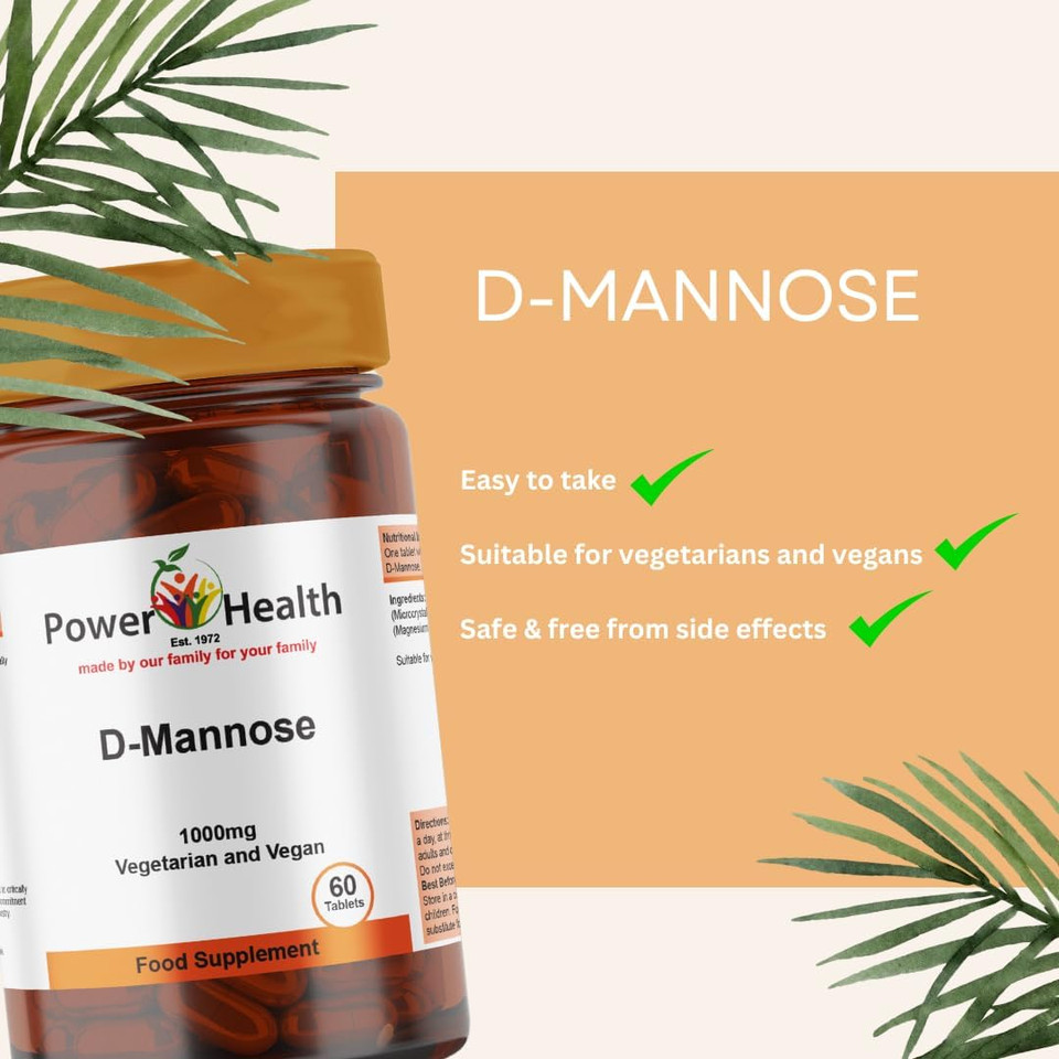 Power Health - 1000mg D-Mannose | 90 x 1000mg Tablets | D Mannose Tablets Daily Food Supplement | High Potency | Easy to Take