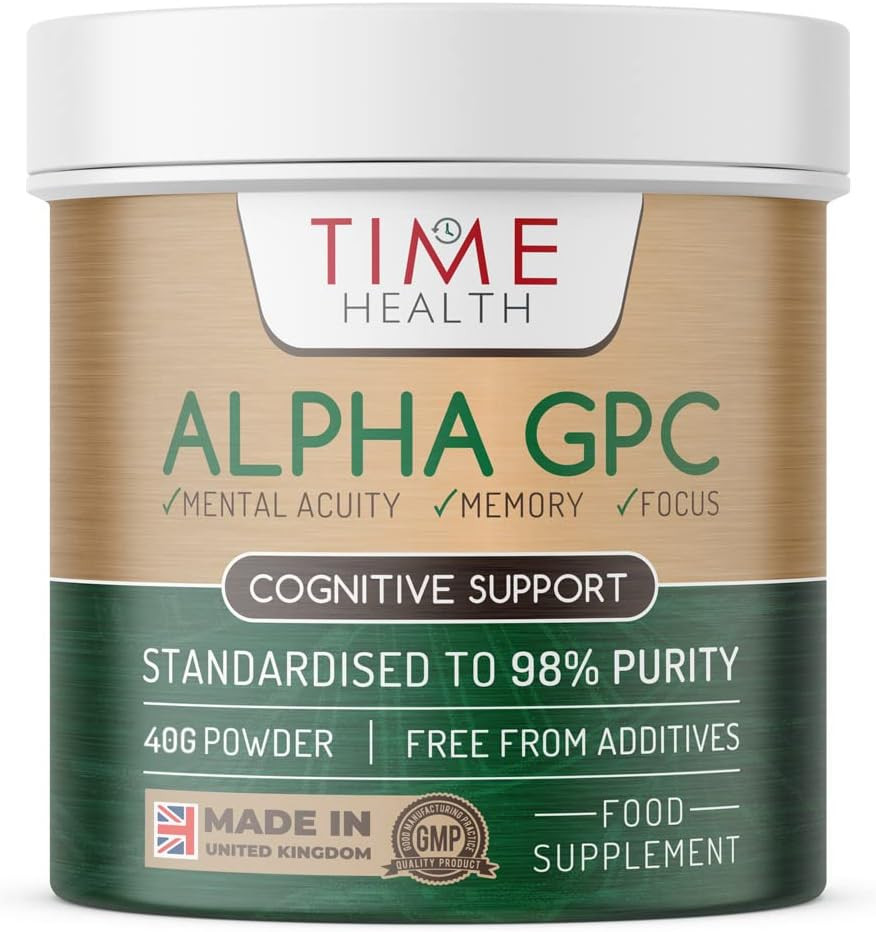 Alpha GPC Powder - 98% Purity - Powerful Source of Choline - Nootropic - Cognitive Enhancer - UK Made - Zero Additives (40g Powder Tub)
