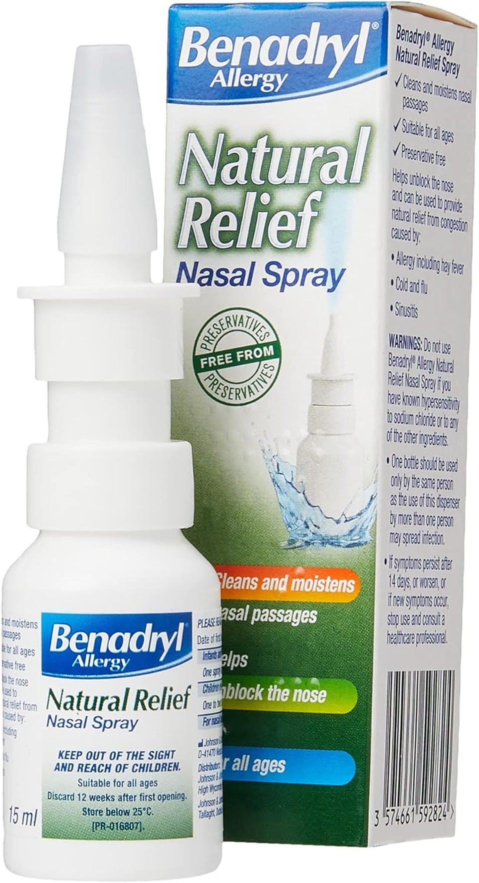 Benadryl Allergy Natural Relief Nasal Spray, Preservative Free Suitable from Birth, 15 ml (Pack of 1) Benadryl Allergy Natural Relief Nasal Spray, Preservative Free Suitable from Birth, 15 ml (Pack of 1)