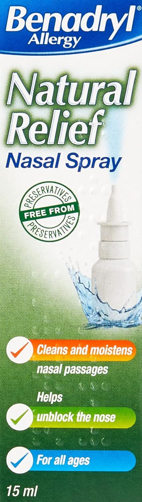 Benadryl Allergy Natural Relief Nasal Spray, Preservative Free Suitable from Birth, 15 ml (Pack of 1) Benadryl Allergy Natural Relief Nasal Spray, Preservative Free Suitable from Birth, 15 ml (Pack of 1)