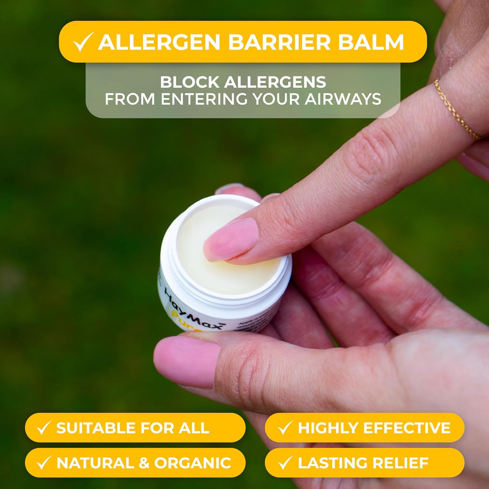 HayMax Allergen Barrier Balm - Pure 5ml - Organic, Natural & Non-Drowsy Hay Fever & Allergy Relief Balm - Blocks Pollen, Dust & Other Allergen Particles - Suitable for Adults, Kids & Pregnant Women