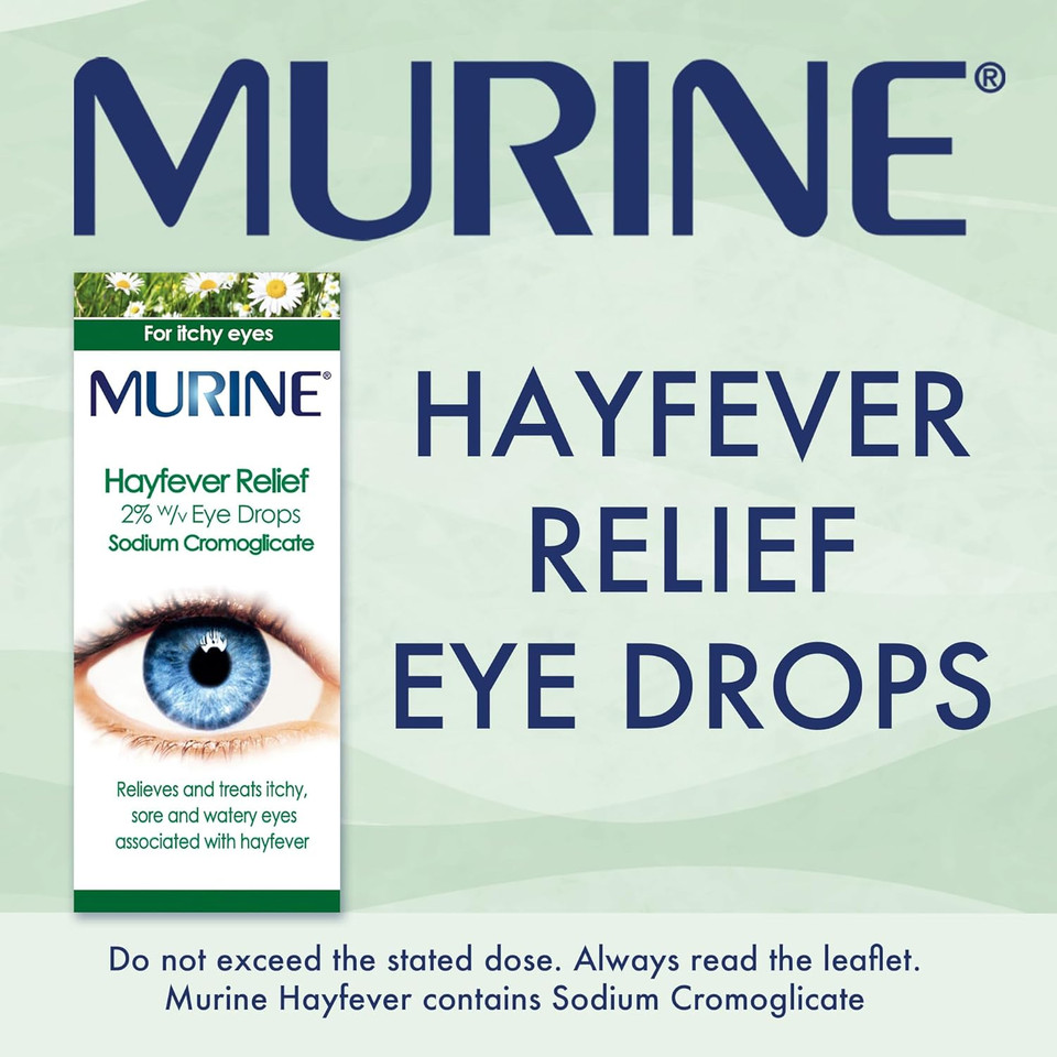 Murine Hayfever Eye Drops, Hayfever Treatment for Itchy and Painful Eyes, Anti-inflammatory Eye Drops 10ml (Pack of 2) Murine Hayfever Eye Drops, Hayfever Treatment for Itchy and Painful Eyes, Anti-inflammatory Eye Drops 10ml (Pack of 2)
