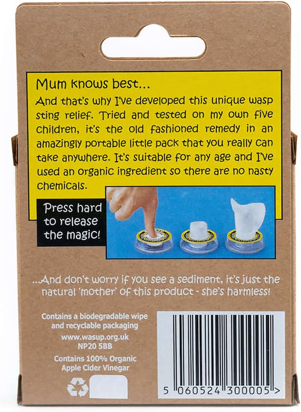 WASuP Organic Bite and Sting Relief Wipes for All Ages - Suitable for Kids - Compact On-The-Go Solution - Instant Relief for Most Stings, Bites, Nettles, Jellyfish