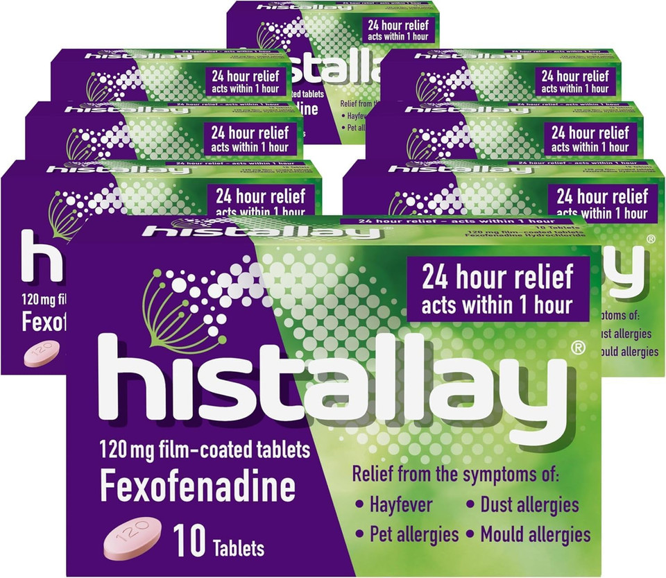 Histallay Hayfever & Allergy Relief Tablets, 80 Tablets, 120mg Fexofenadine, Antihistamine, 24hr Relief Acts Within 1hr, Relieves Hayfever, Pet, Dust and Mould Allergies (80 Day Supply)
