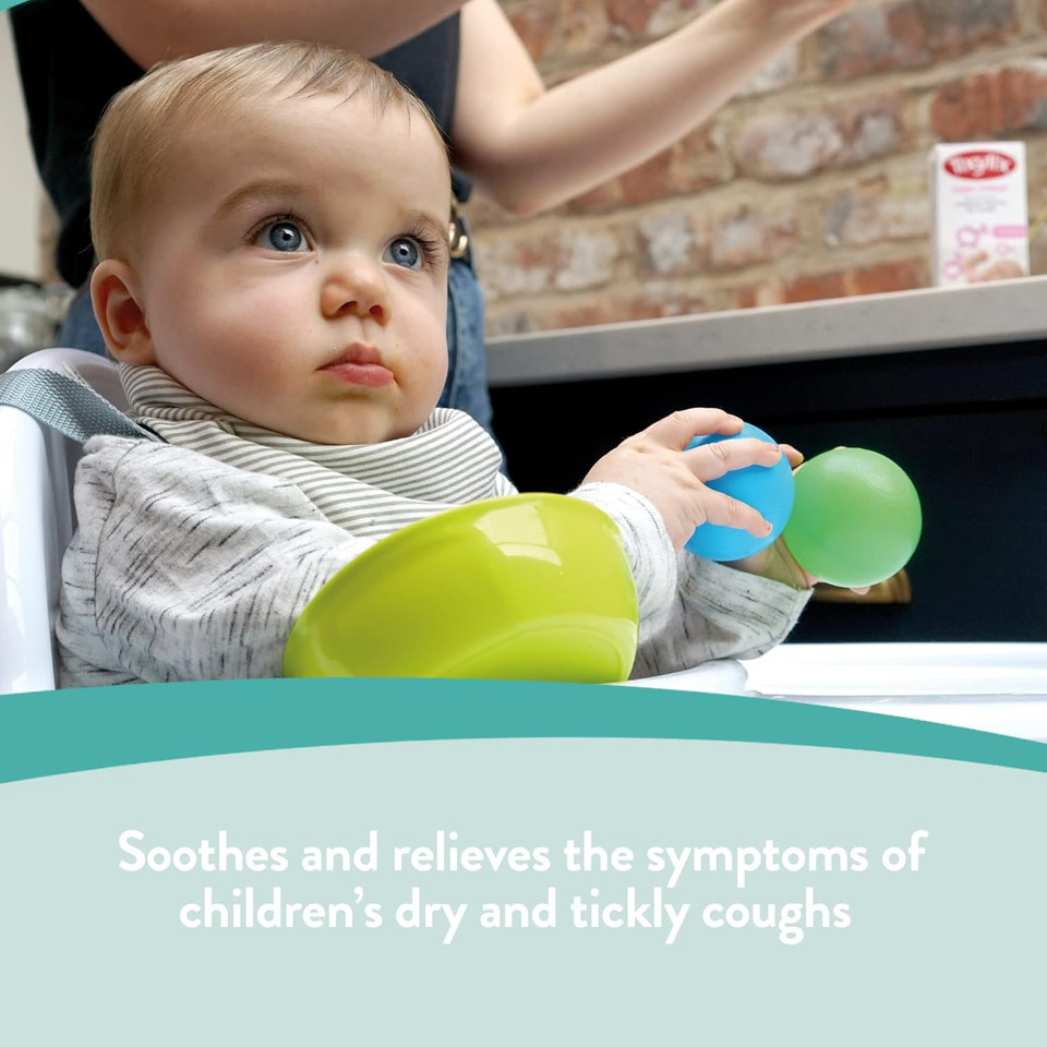 Tixylix Baby's Honey and Lemon Dry and Tickly Cough Syrup 100ml, Sugar and colour free, Suitable for vegetarians, Suitable from 3 months to 5 years