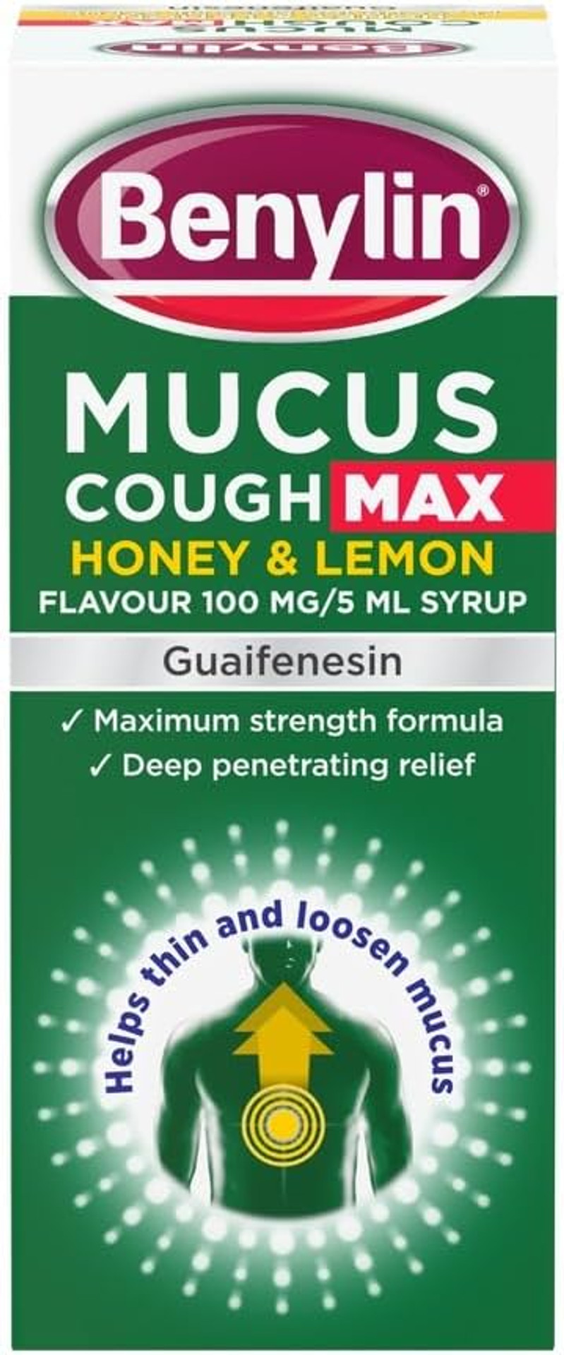 Benylin Mucus Cough Max Honey & Lemon Flavour Syrup 150ml